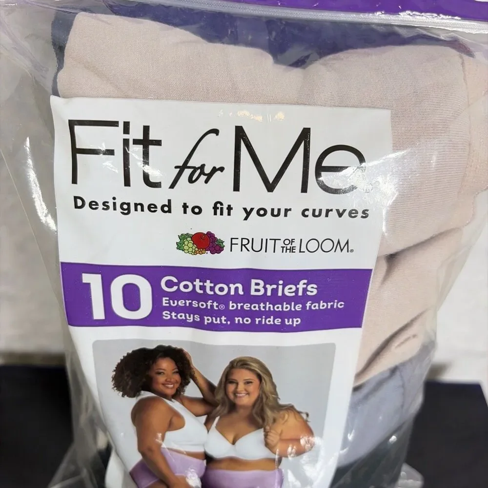 Fruit of the Loom Fit for Me 10 Cotton Briefs Size 12 / 4X 26-28 Multicolor NEW